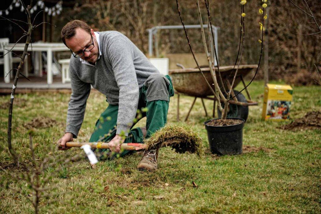 Wiese anheben und kompostieren