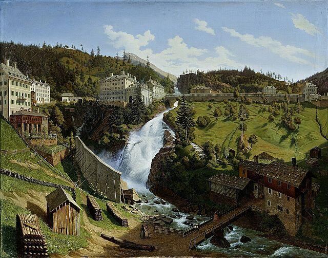 gasteiner wasserfall © Ölbild: Das Wildbad Gastein mit seinem herrlichen Wasserfall (Hubert Sattler 1844) gasteiner wasserfall